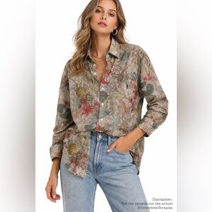 55 DSL Diesel Oversized Floral Cotton Button-Up Shirt (Fits Women’s M–L)